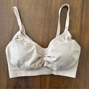 Joyspun Maternity beige tan wireless nursing bra size small soft drop cup